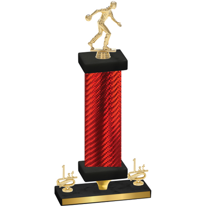 Premium Single Red Carbon Fiber First Place Bowling Trophy