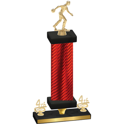 Premium Single Red Carbon Fiber Fourth Place Bowling Trophy