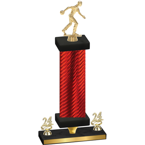 Premium Single Red Carbon Fiber Year Bowling Trophy