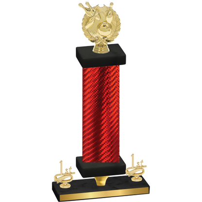 Premium Single Red Carbon Fiber First Place Bowling Trophy