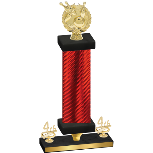 Premium Single Red Carbon Fiber Fourth Place Bowling Trophy