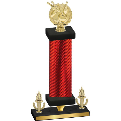 Premium Single Red Carbon Fiber Victory Bowling Trophy