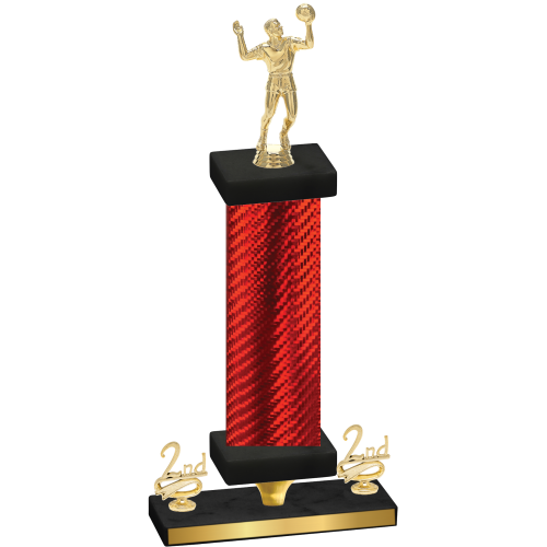 Premium Single Red Carbon Fiber Second Place Volleyball Trophy