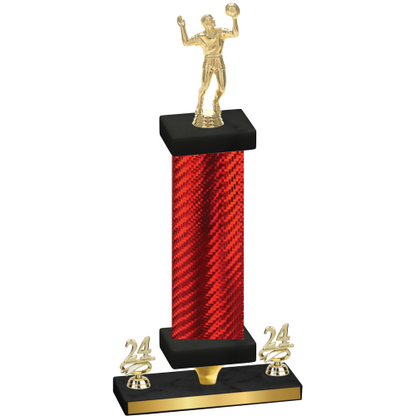 Premium Single Red Carbon Fiber Year Volleyball Trophy