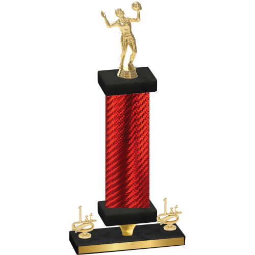 Premium Single Red Carbon Fiber First Place Volleyball Trophy