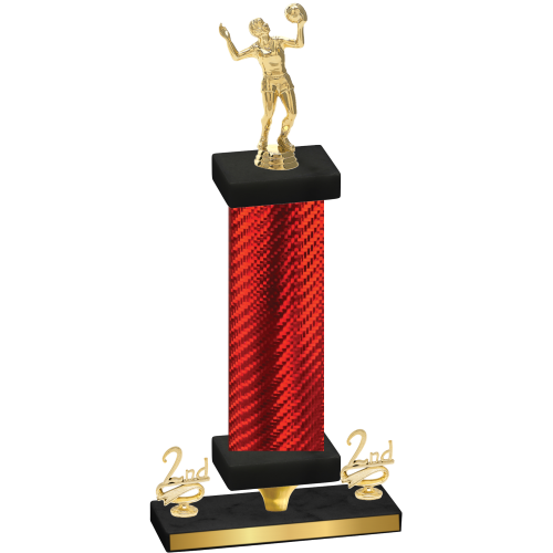 Premium Single Red Carbon Fiber Second Place Volleyball Trophy