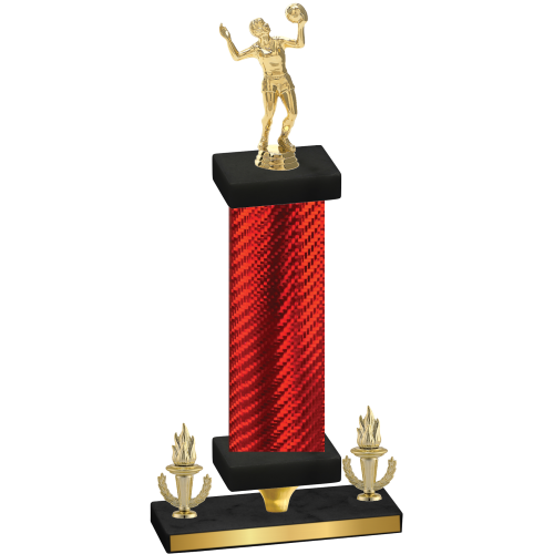 Premium Single Red Carbon Fiber Victory Volleyball Trophy