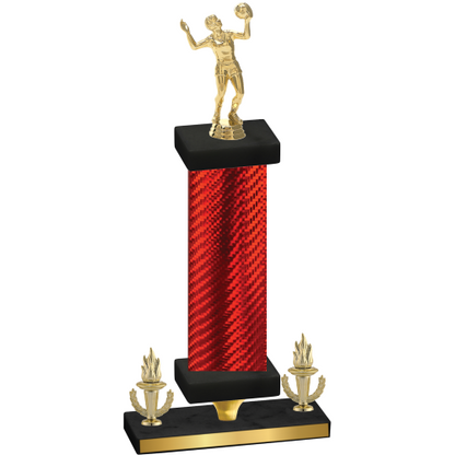 Premium Single Red Carbon Fiber Victory Volleyball Trophy