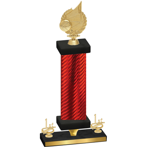 Premium Single Red Carbon Fiber First Place Volleyball Trophy