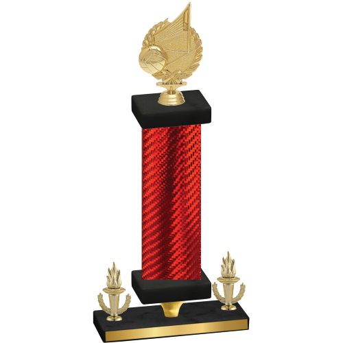 Premium Single Red Carbon Fiber Victory Volleyball Trophy