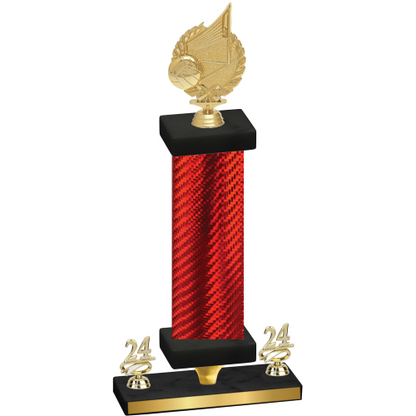 Premium Single Red Carbon Fiber Year Volleyball Trophy