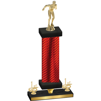 Premium Single Red Carbon Fiber First Place Swimming Trophy