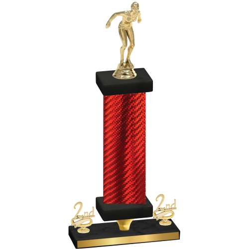 Premium Single Red Carbon Fiber Second Place Tennis Trophy