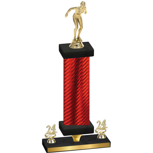 Premium Single Red Carbon Fiber Year Tennis Trophy