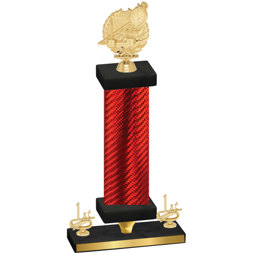 Premium Single Red Carbon Fiber First Place Swimming Trophy