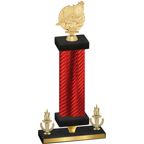 Premium Single Red Carbon Fiber Victory Swimming Trophy