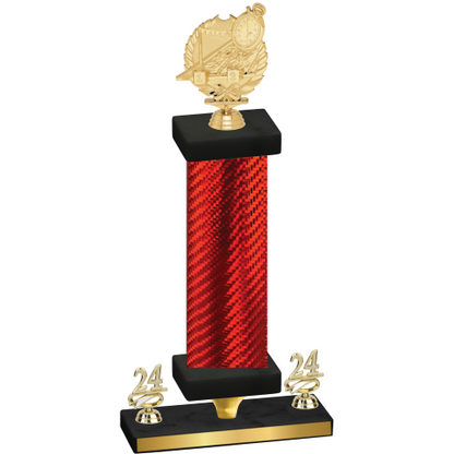 Premium Single Red Carbon Fiber Year Swimming Trophy