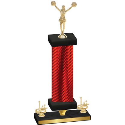 Premium Single Red Carbon Fiber First Place Cheerleading Trophy