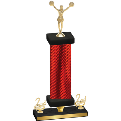 Premium Single Red Carbon Fiber Second Place Cheerleading Trophy