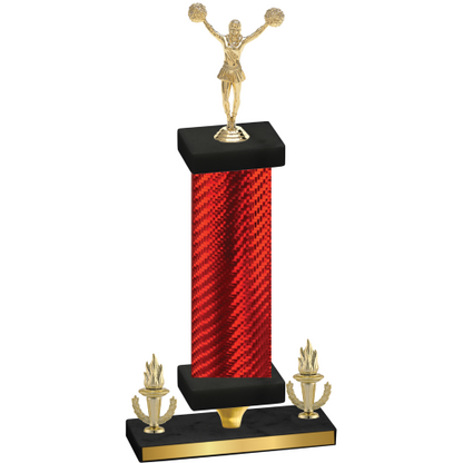 Premium Single Red Carbon Fiber Victory Cheerleading Trophy