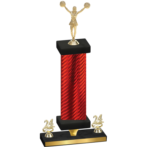 Premium Single Red Carbon Fiber Year Cheerleading Trophy