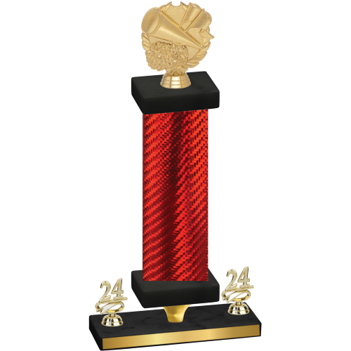 Premium Single Red Carbon Fiber Year Cheerleading Trophy