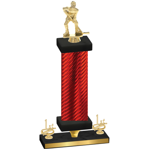 Premium Single Red Carbon Fiber First Place Hockey Trophy