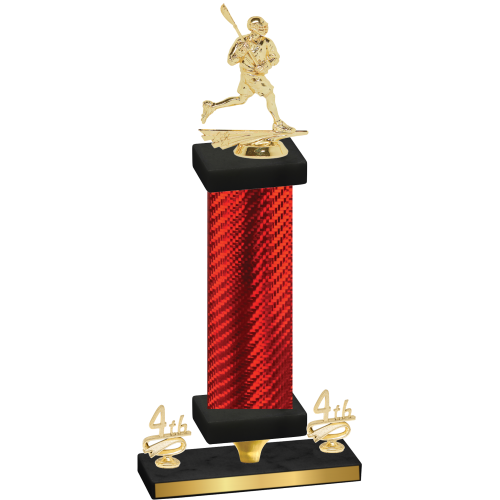 Premium Single Red Carbon Fiber Fourth Place Lacrosse Trophy