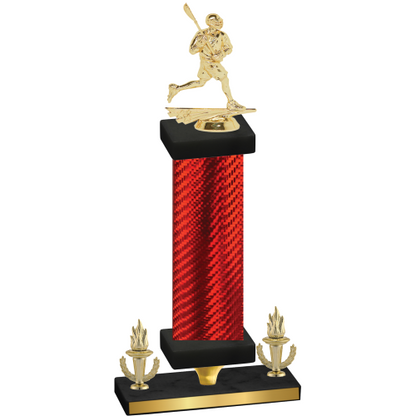 Premium Single Red Carbon Fiber Victory Lacrosse Trophy