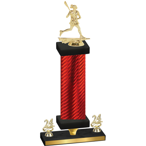 Premium Single Red Carbon Fiber Year Lacrosse Trophy