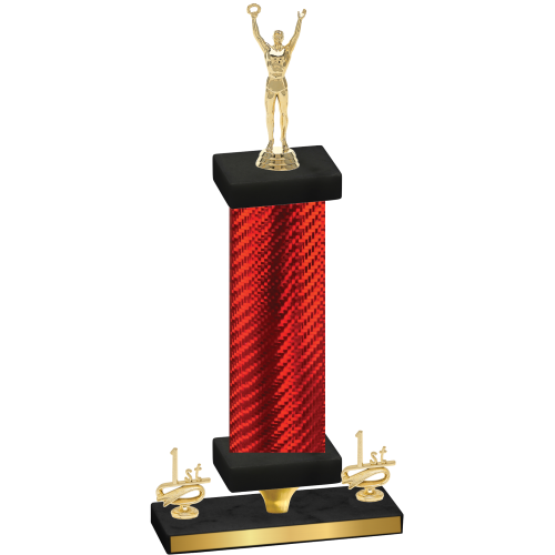 Premium Single Red Carbon Fiber First Place Victory Trophy