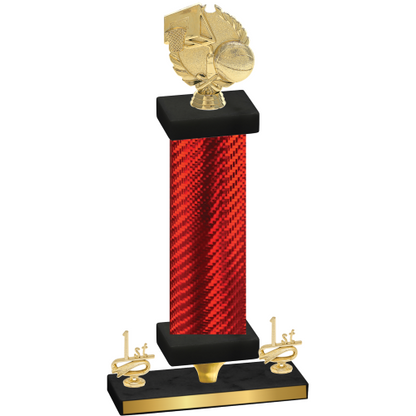 Premium Single Red Carbon Fiber First Place Basketball Trophy