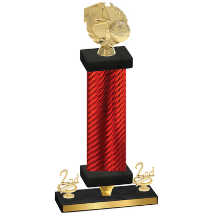 Premium Single Red Carbon Fiber Second Place Basketball Trophy