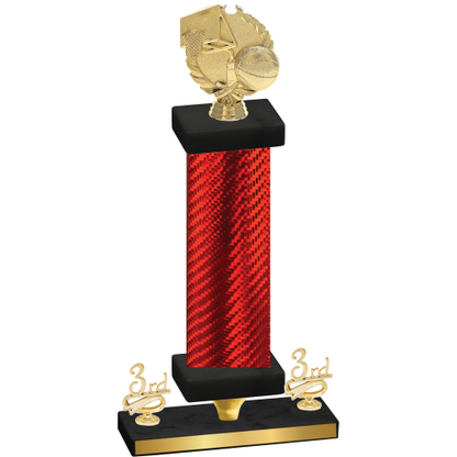 Premium Single Red Carbon Fiber Third Place Basketball Trophy