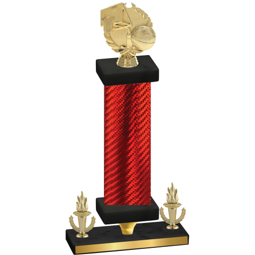 Premium Single Red Carbon Fiber Victory Basketball Trophy