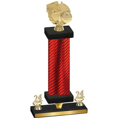 Premium Single Red Carbon Fiber Year Basketball Trophy