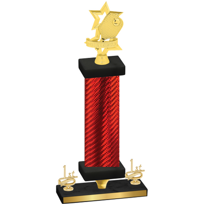 Premium Single Red Carbon Fiber First Place Pickleball Trophy