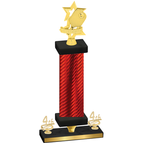 Premium Single Red Carbon Fiber Fourth Place Pickleball Trophy