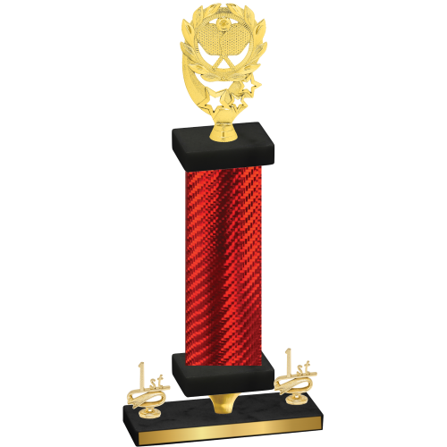 Premium Single Red Carbon Fiber First Place Pickleball Trophy