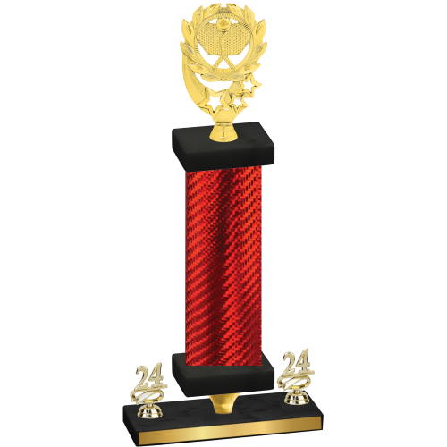 Premium Single Red Carbon Fiber Year Pickleball Trophy