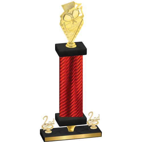 Premium Single Red Carbon Fiber Second Place Pickleball Trophy