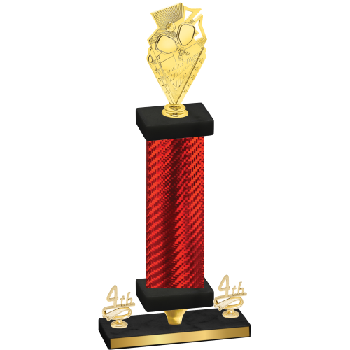 Premium Single Red Carbon Fiber Fourth Place Pickleball Trophy