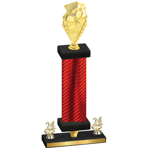 Premium Single Red Carbon Fiber Year Pickleball Trophy