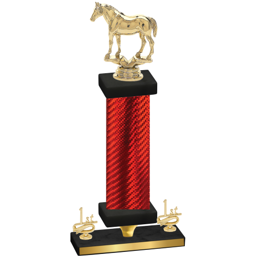 Premium Single Red Carbon Fiber First Place Horses Trophy