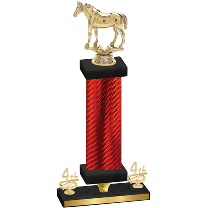 Premium Single Red Carbon Fiber Fourth Place Horses Trophy