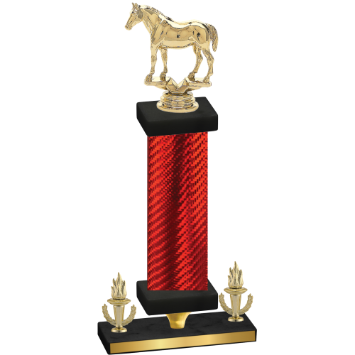 Premium Single Red Carbon Fiber Victory Horses Trophy