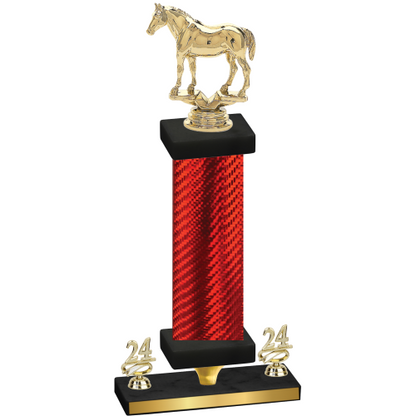 Premium Single Red Carbon Fiber Year Horses Trophy