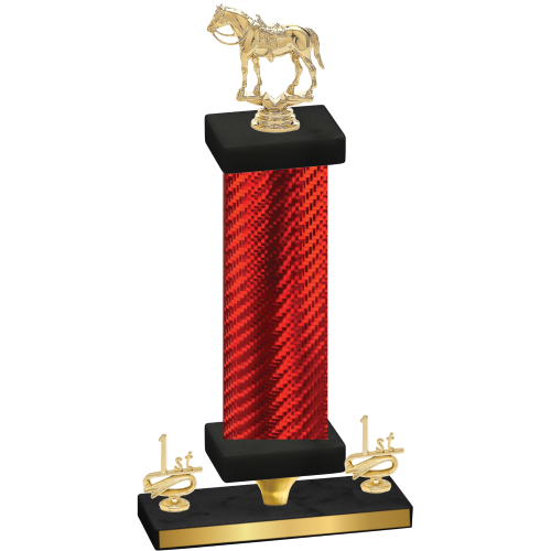 Premium Single Red Carbon Fiber First Place Horses Trophy