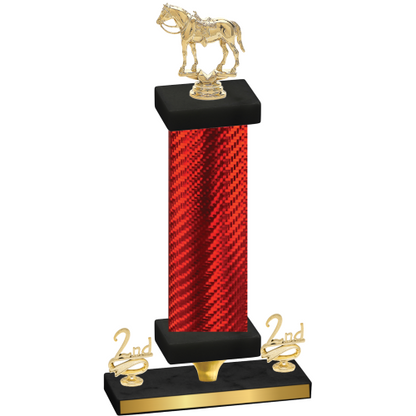 Premium Single Red Carbon Fiber Second Place Horses Trophy