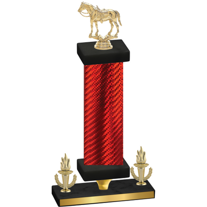 Premium Single Red Carbon Fiber Victory Horses Trophy